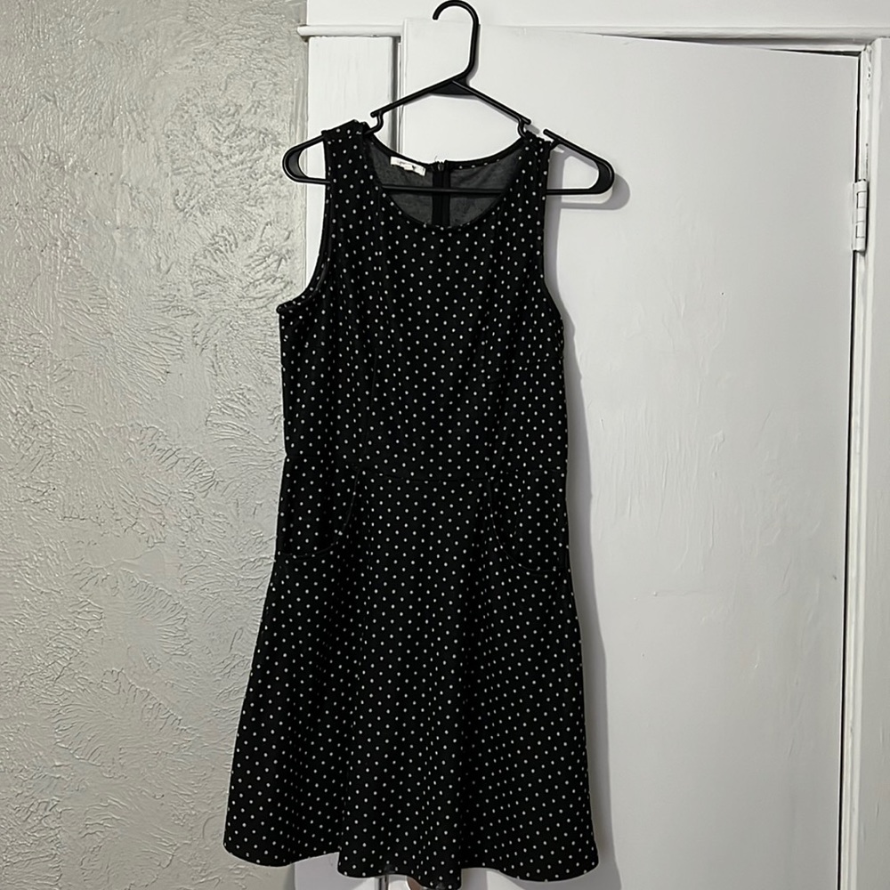 Maurices Size L Sleeveless Black Dress with White Polka Dots